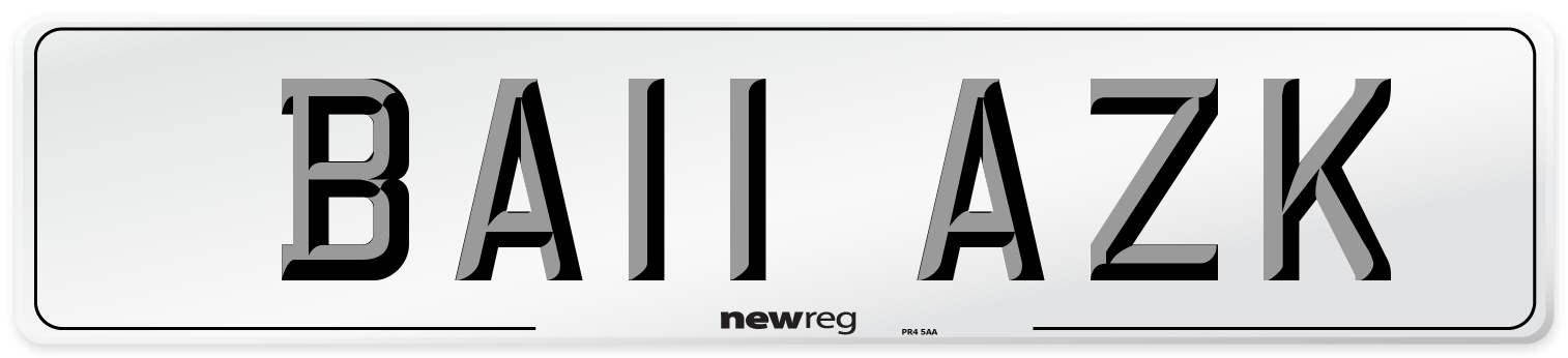 BA11 AZK Number Plate from New Reg